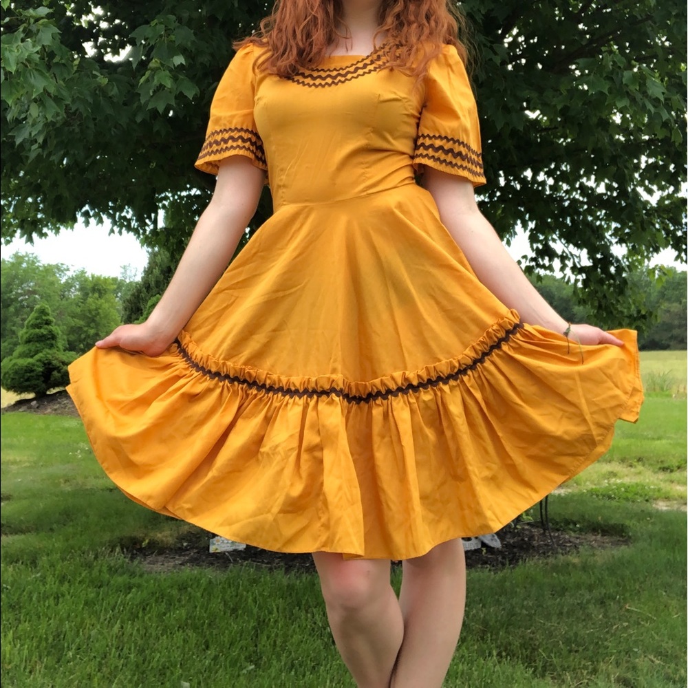 HANDMADE Vintage Golden Charlie Brown Dress!!